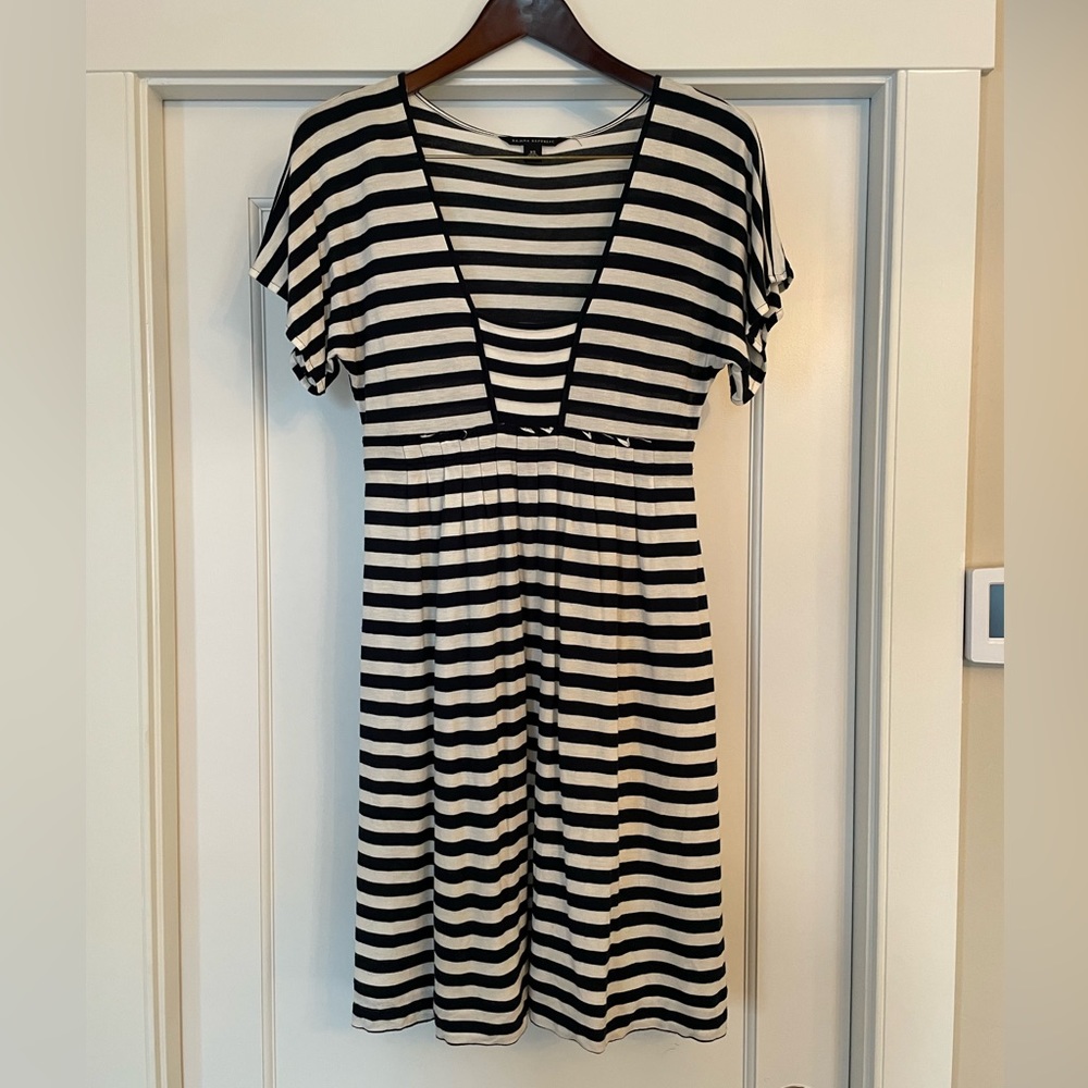 Banana Republic Deep Navy Blue and White Horizontal Striped Dress (XS)